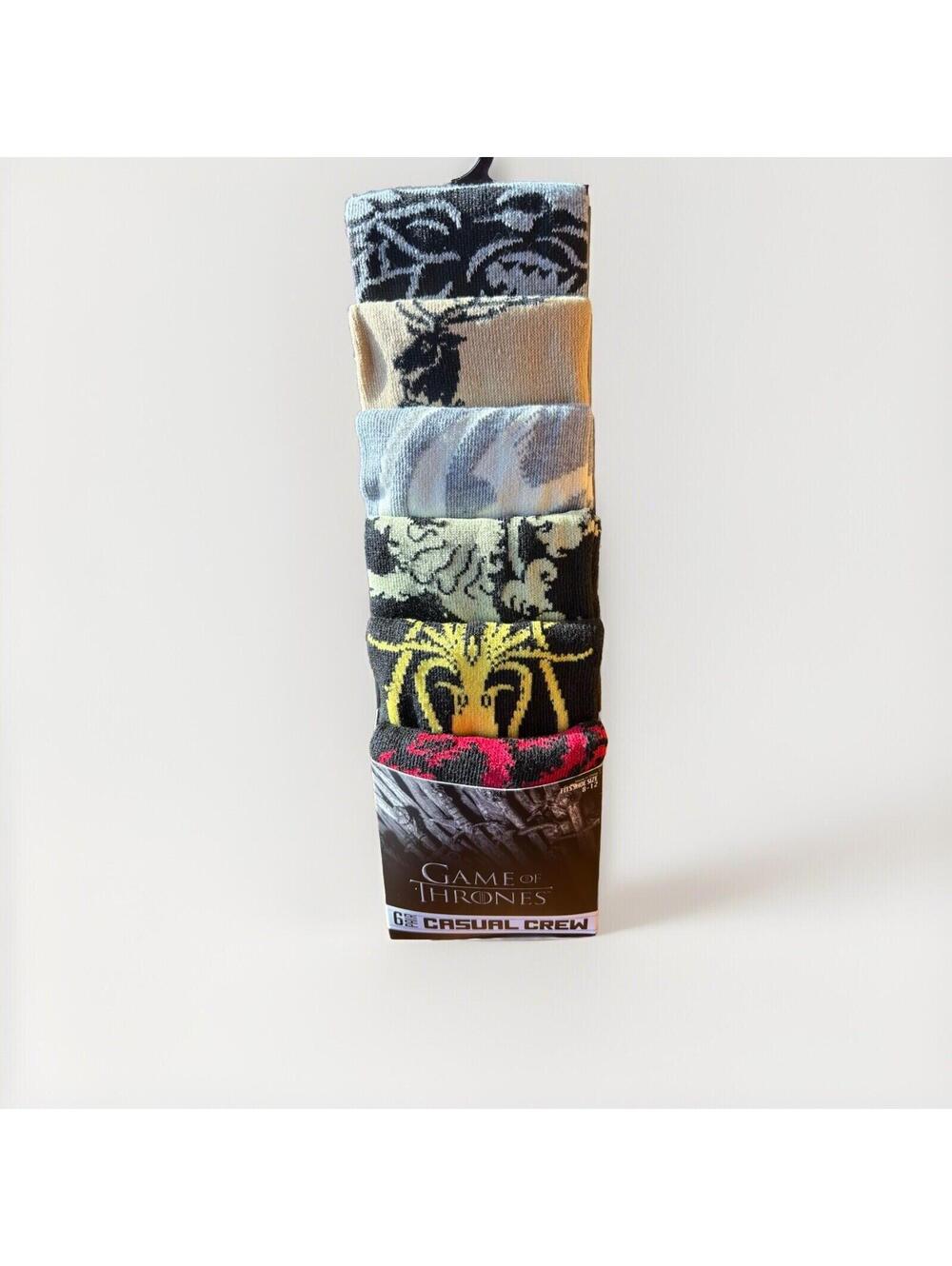 Game Of Thrones Men's Socks Casual Crew 6 Pair Mens Shoe Size 8-12 -Brand New